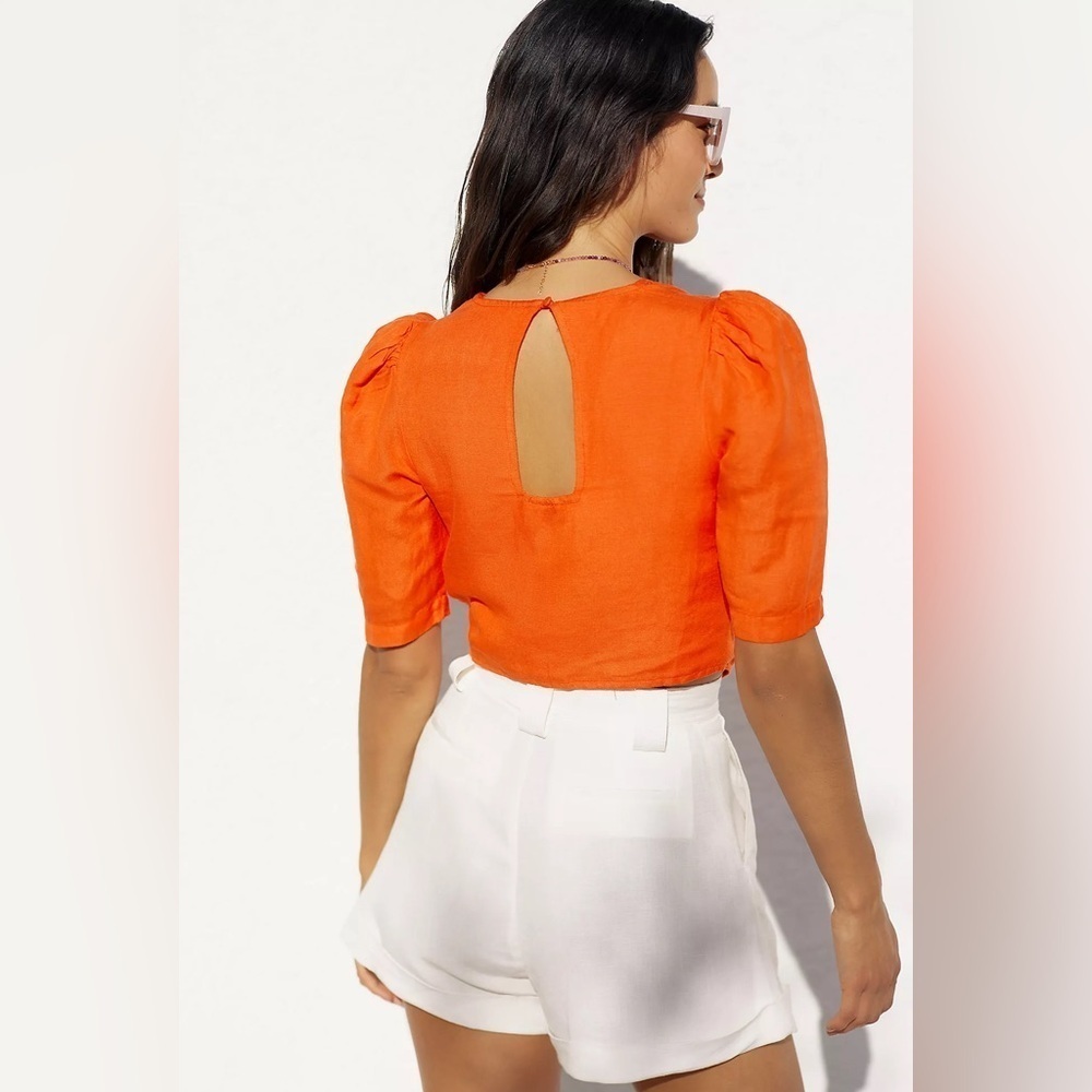 MAEVE Anthropologie Cropped Tie Front Top Size 4 - Picture 3 of 8